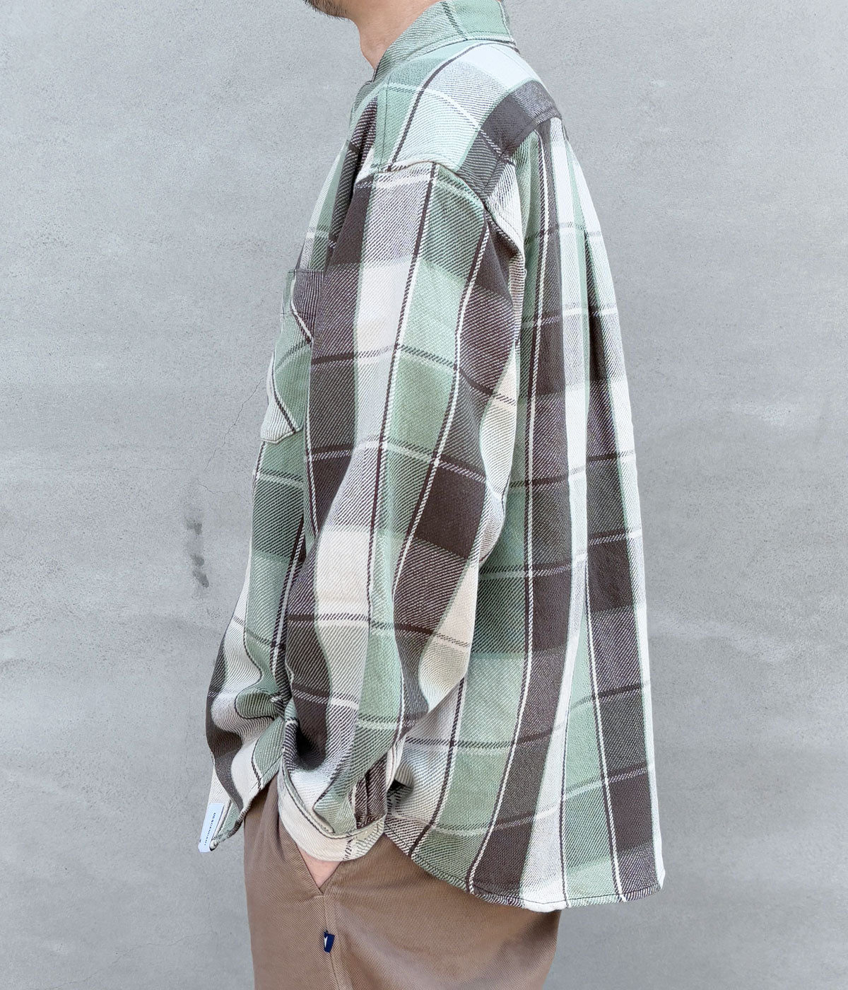 DESCENDANT/VANNING PLAID LS SHIRT (GREEN)