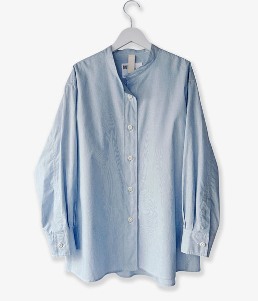 MHL./WORN COTTON HAIRLINE STRIPE SHIRT WOMENS (LIGHT BLUE)