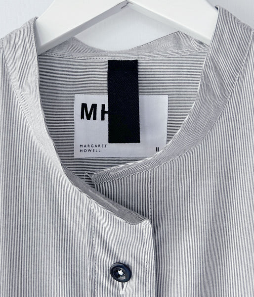 MHL./WORN COTTON HAIRLINE STRIPE SHIRT WOMENS (DRAB)