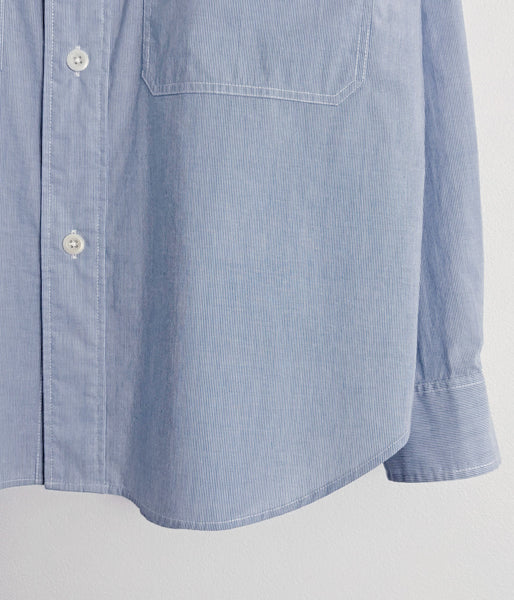 MHL./WORN COTTON HAIRLINE STRIPE SHIRT (LIGHT BLUE)