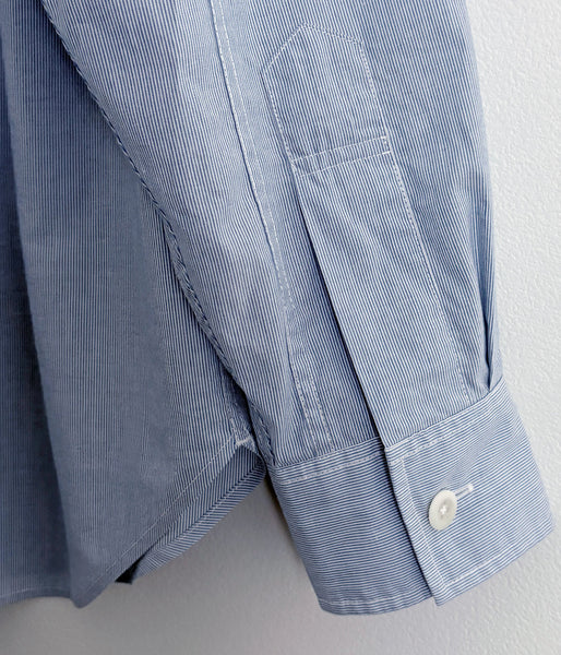 MHL./WORN COTTON HAIRLINE STRIPE SHIRT (LIGHT BLUE)