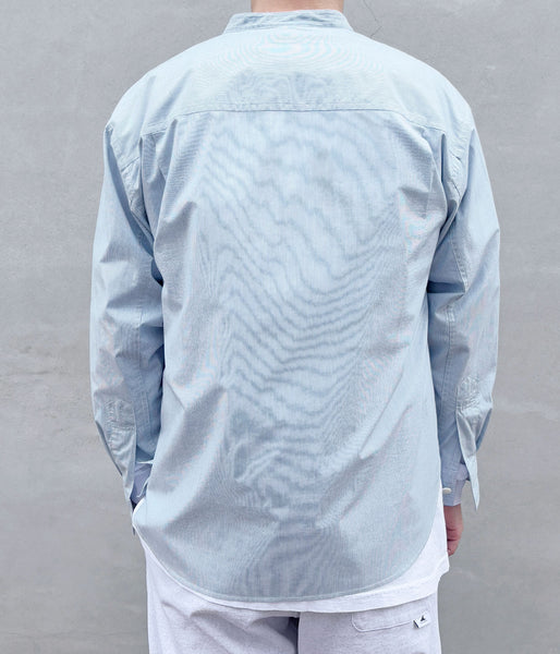 MHL./WORN COTTON HAIRLINE STRIPE SHIRT (LIGHT BLUE)
