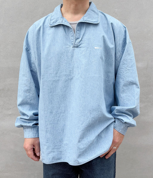 DESCENDANT/SALOON PULLOVER CHAMBRAY LS SHIRT (INDIGO)