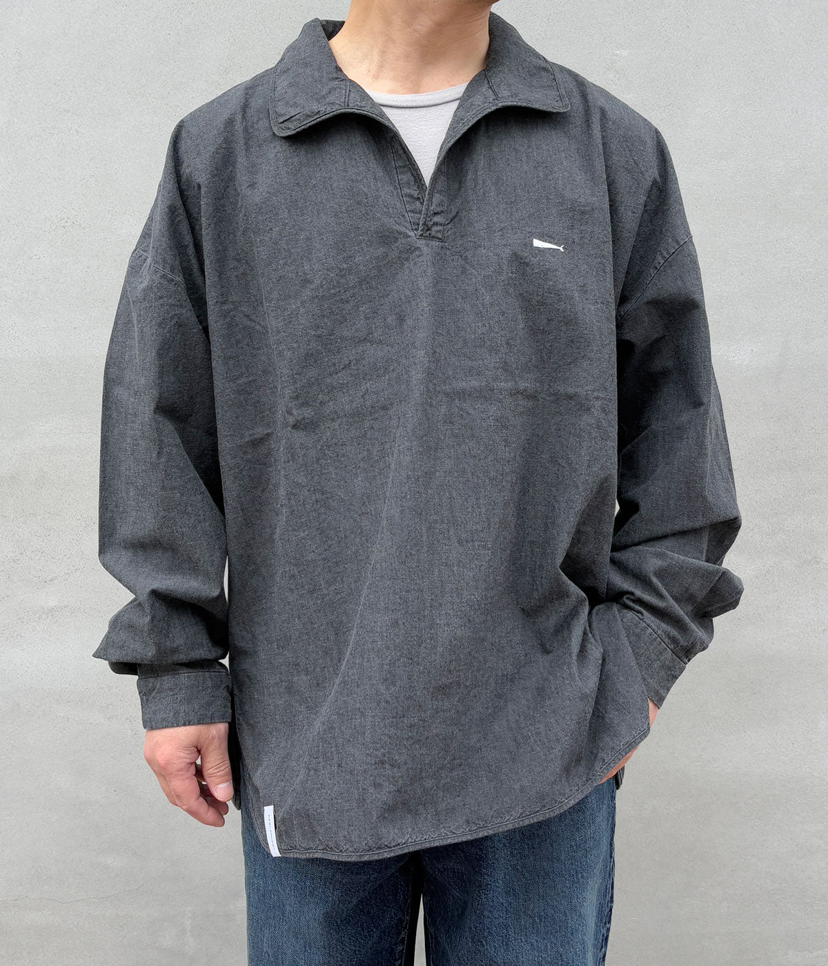 トップス DESCENDANT PULLOVER CHAMBRAY LS SHIRT DESCENDANT/SALOON PULLOVER CHAMBRAY LS SHIRT (BLACK)