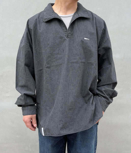 DESCENDANT/SALOON PULLOVER CHAMBRAY LS SHIRT (BLACK)