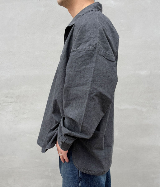 DESCENDANT/SALOON PULLOVER CHAMBRAY LS SHIRT (BLACK)