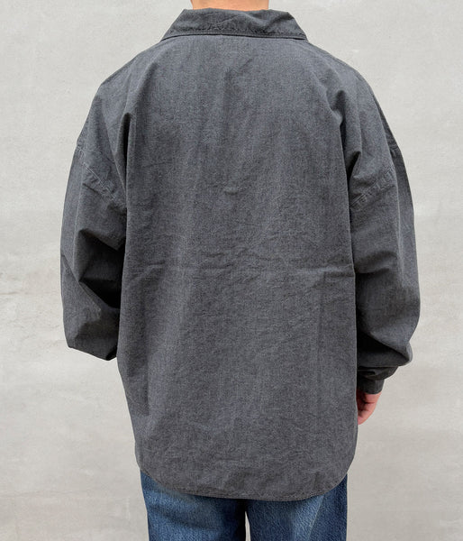 DESCENDANT/SALOON PULLOVER CHAMBRAY LS SHIRT (BLACK)