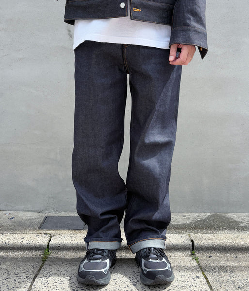 DIGAWEL/STRAIGHT DENIM PANTS (NAVY)