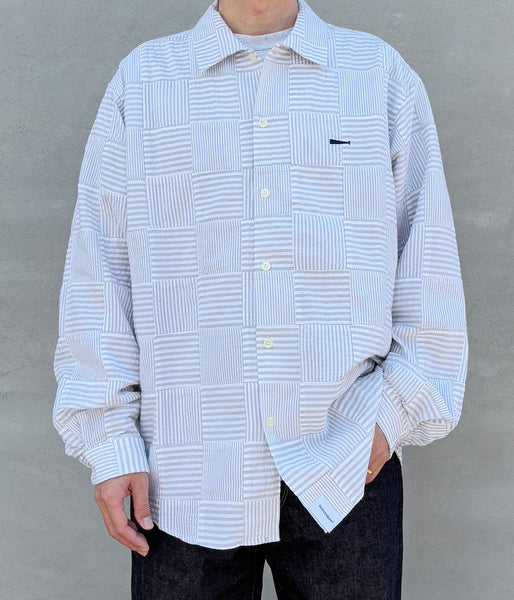 DESCENDANT/MILPITAS PATCHWORK LS SHIRT (GRAY)