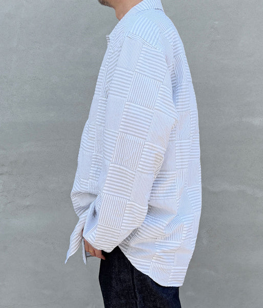 DESCENDANT/MILPITAS PATCHWORK LS SHIRT (GRAY)