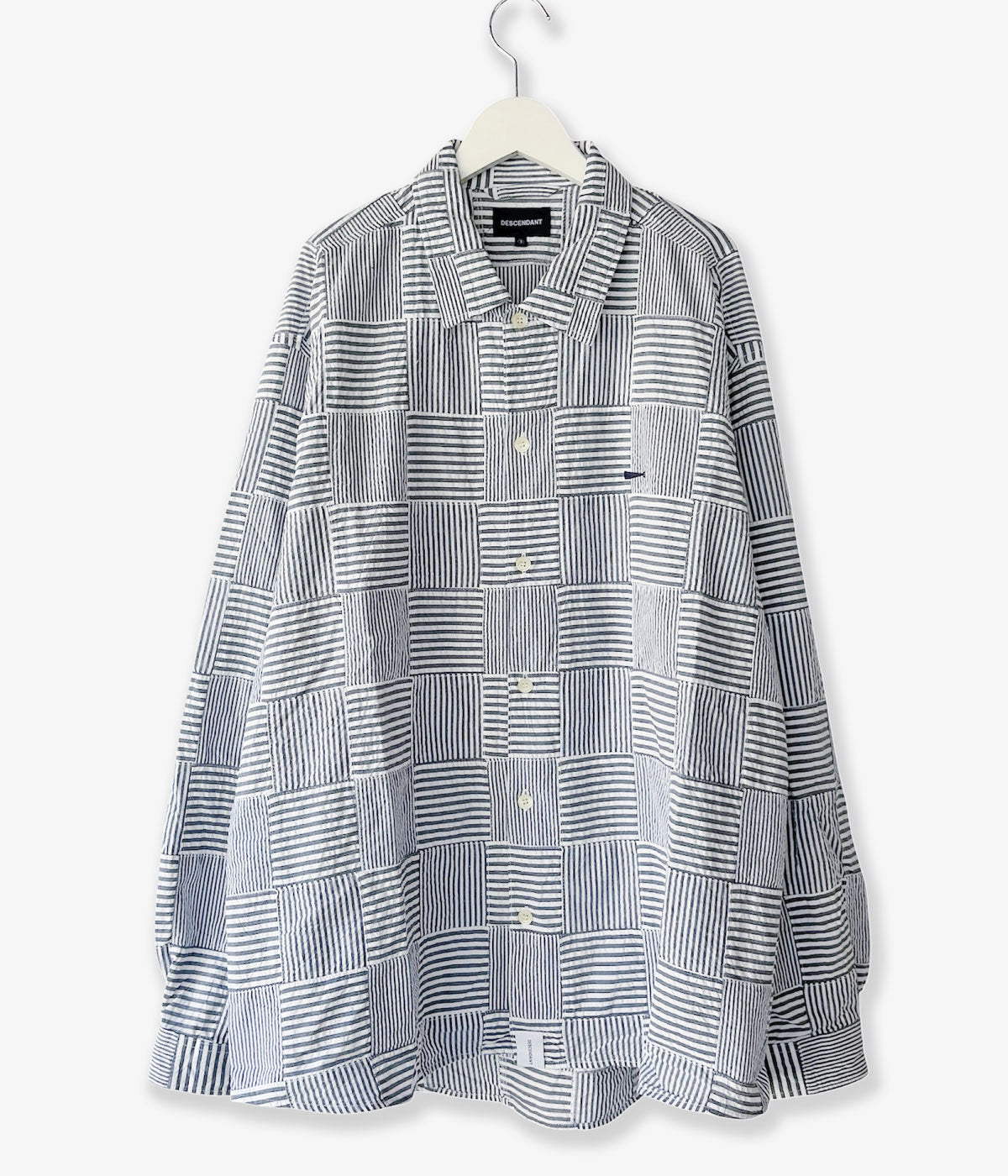 DESCENDANT/MILPITAS PATCHWORK LS SHIRT (NAVY)