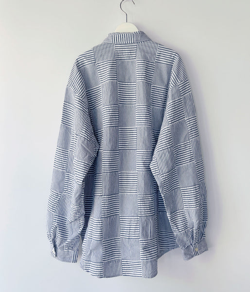 DESCENDANT/MILPITAS PATCHWORK LS SHIRT (NAVY)
