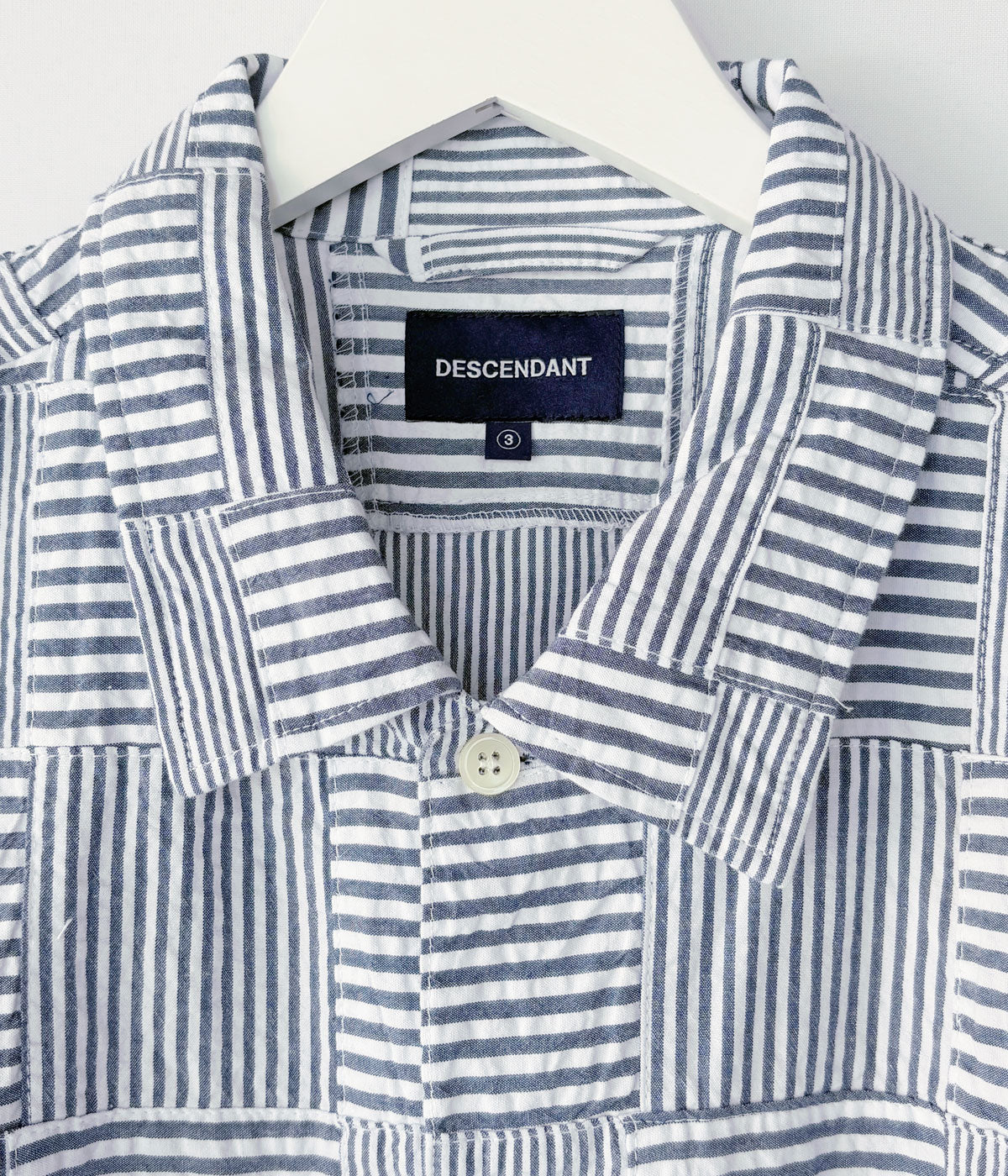 DESCENDANT/MILPITAS PATCHWORK LS SHIRT (NAVY)