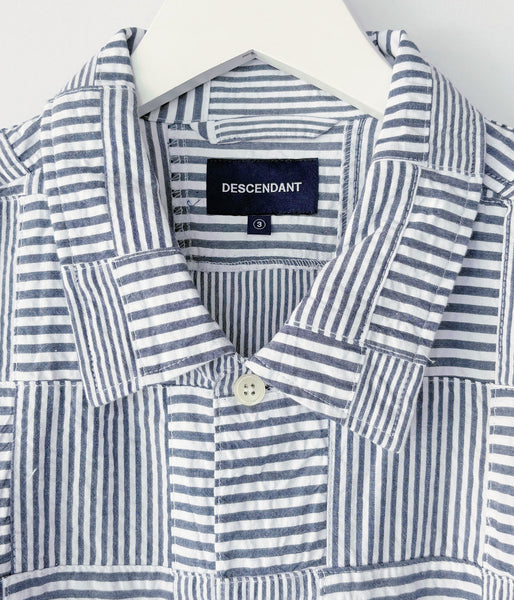 DESCENDANT/MILPITAS PATCHWORK LS SHIRT (NAVY)