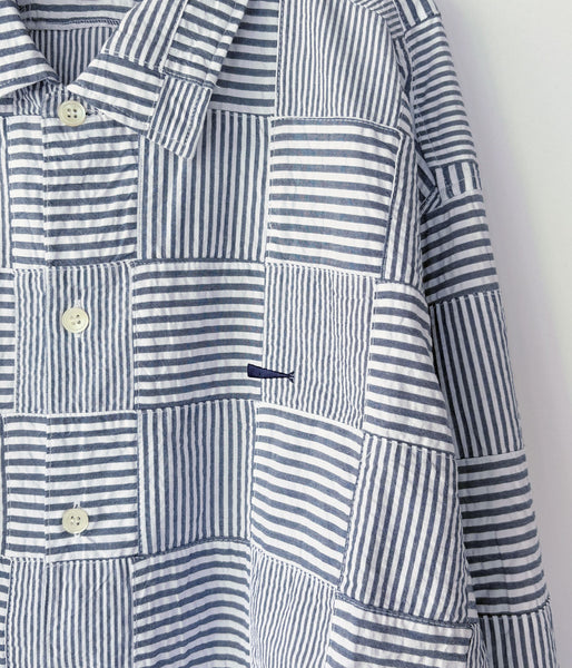 DESCENDANT/MILPITAS PATCHWORK LS SHIRT (NAVY)