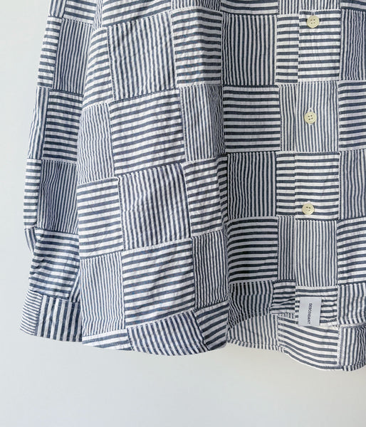 DESCENDANT/MILPITAS PATCHWORK LS SHIRT (NAVY)