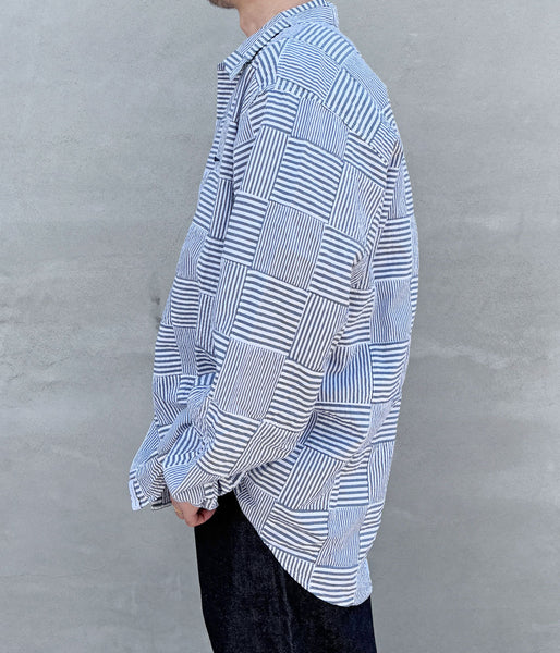 DESCENDANT/MILPITAS PATCHWORK LS SHIRT (NAVY)