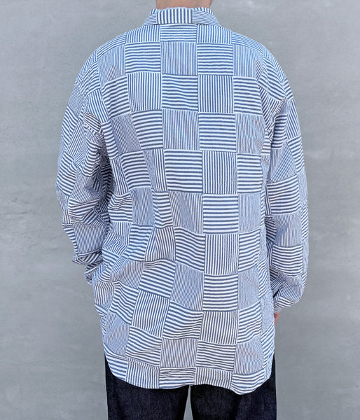 DESCENDANT/MILPITAS PATCHWORK LS SHIRT (NAVY)