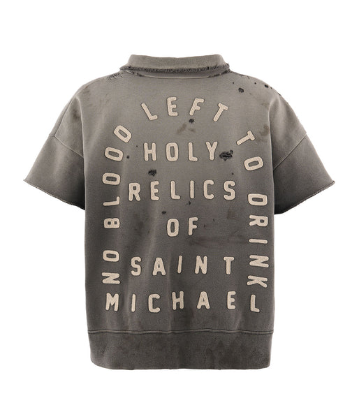 SAINT MICHAEL/SS HALF ZIP SWEAT/SAINT/CHARCOAL