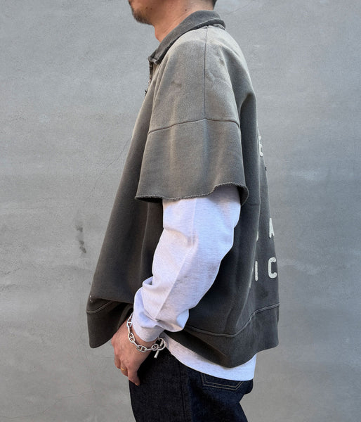 SAINT MICHAEL/SS HALF ZIP SWEAT/SAINT/CHARCOAL