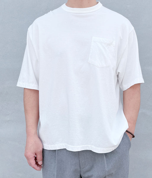 INTERIM/SEA ISLAND TOMPKINS LOOP JERSEY HYPER BIG BINDER NECK TUBE POCKET TEE (WHITE)
