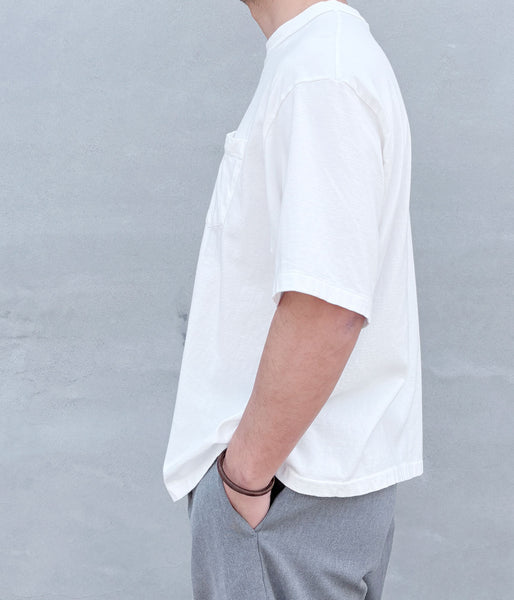 INTERIM/SEA ISLAND TOMPKINS LOOP JERSEY HYPER BIG BINDER NECK TUBE POCKET TEE (WHITE)