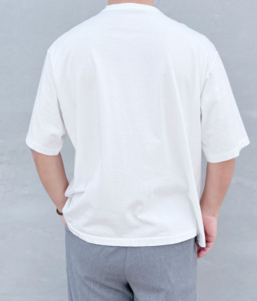 INTERIM/SEA ISLAND TOMPKINS LOOP JERSEY HYPER BIG BINDER NECK TUBE POCKET TEE (WHITE)