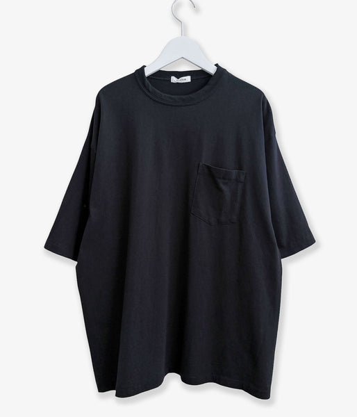 INTERIM/SEA ISLAND TOMPKINS LOOP JERSEY HYPER BIG BINDER NECK TUBE POCKET TEE (BLACK)