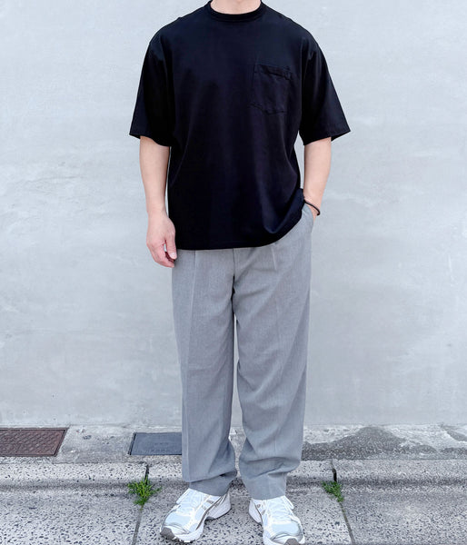 INTERIM/SEA ISLAND TOMPKINS LOOP JERSEY HYPER BIG BINDER NECK TUBE POCKET TEE (BLACK)