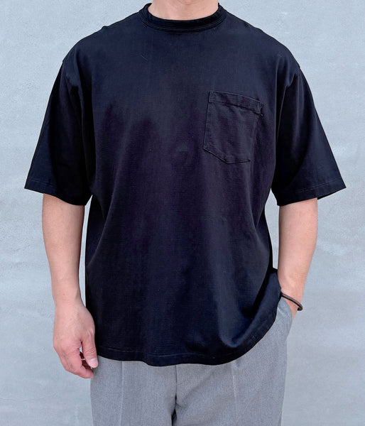 INTERIM/SEA ISLAND TOMPKINS LOOP JERSEY HYPER BIG BINDER NECK TUBE POCKET TEE (BLACK)