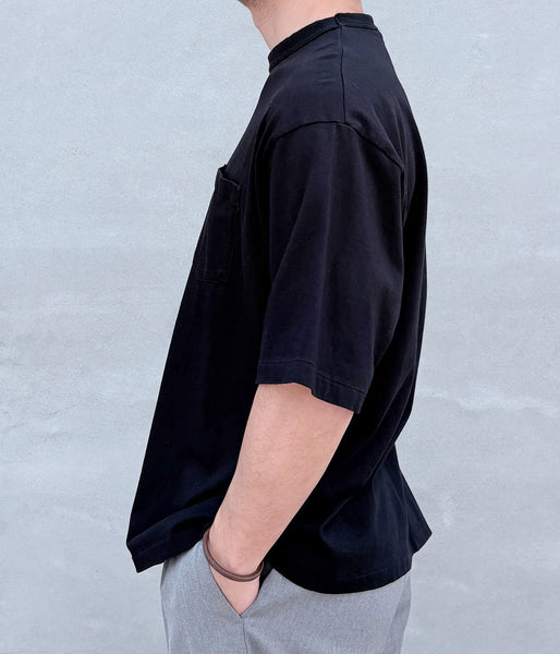 INTERIM/SEA ISLAND TOMPKINS LOOP JERSEY HYPER BIG BINDER NECK TUBE POCKET TEE (BLACK)