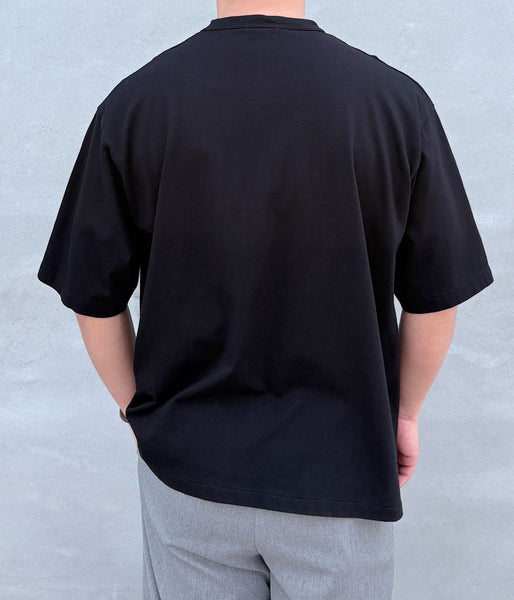INTERIM/SEA ISLAND TOMPKINS LOOP JERSEY HYPER BIG BINDER NECK TUBE POCKET TEE (BLACK)