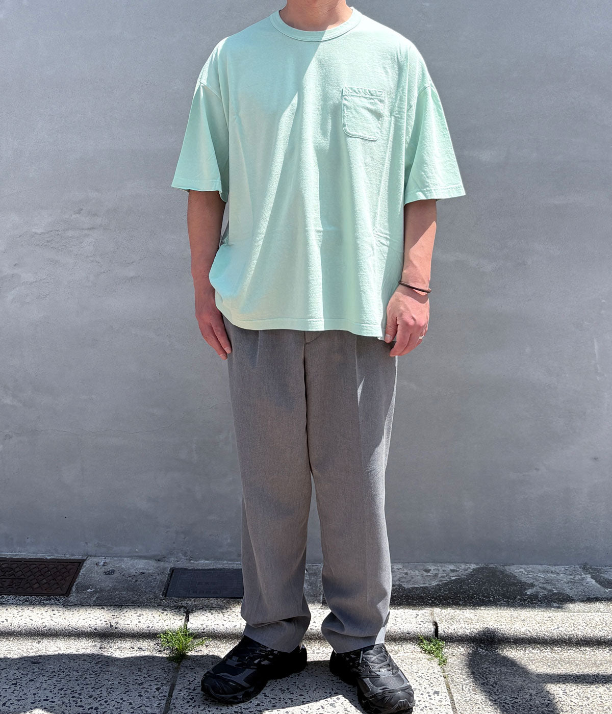 visvim/MONDO TEE S/S DMGD (L.T.GREEN)