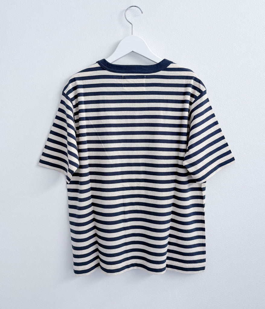MHL./COTTON LINEN STRIPE JERSEY TOP SS WOMENS (MID BLUE)