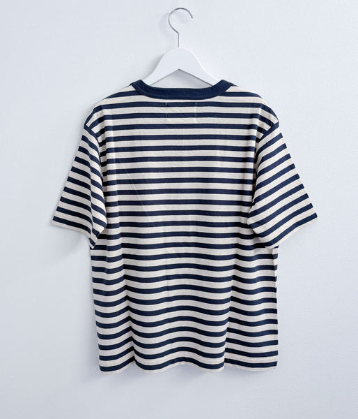 MHL./COTTON LINEN STRIPE JERSEY TOP SS WOMENS (MID BLUE)
