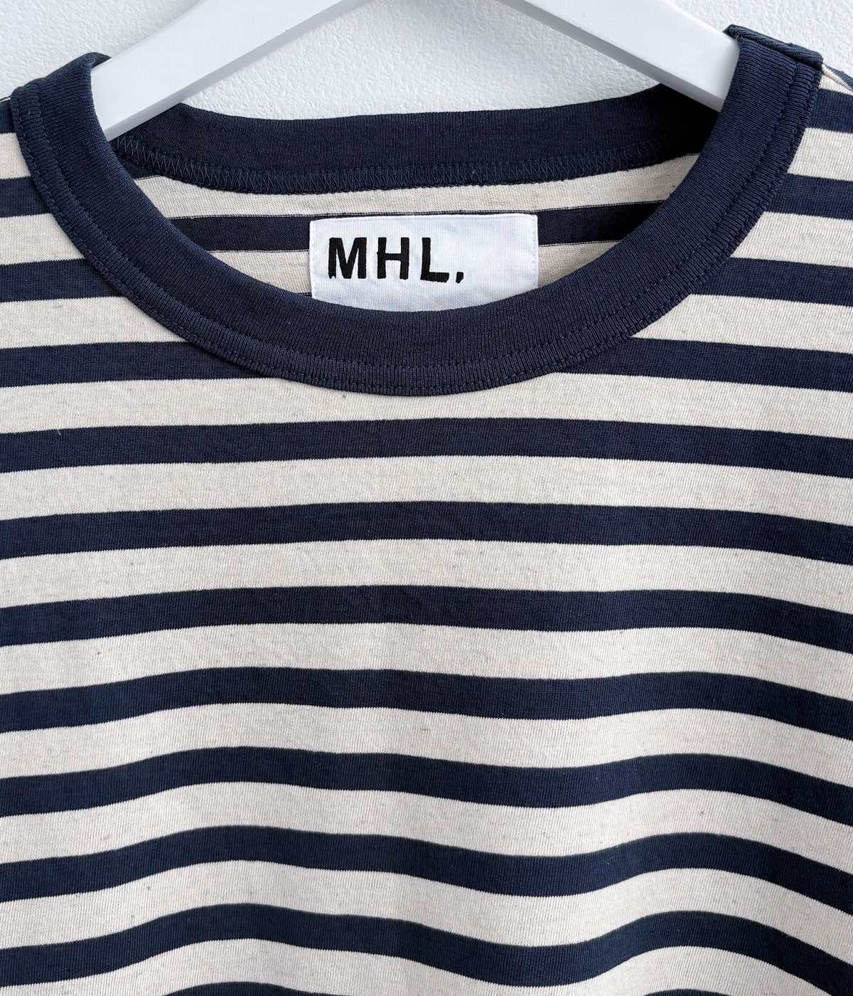 MHL./COTTON LINEN STRIPE JERSEY TOP SS WOMENS (MID BLUE)