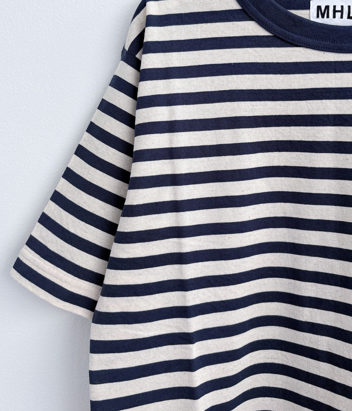 MHL./COTTON LINEN STRIPE JERSEY TOP SS WOMENS (MID BLUE)