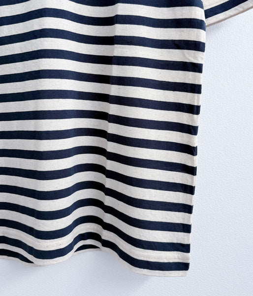 MHL./COTTON LINEN STRIPE JERSEY TOP SS WOMENS (MID BLUE)