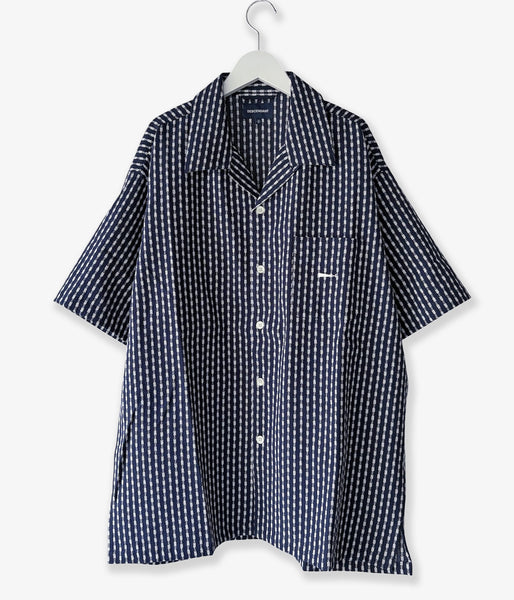 DESCENDANT/PIER OPEN COLLAR TEXTILE SS SHIRT (NAVY)