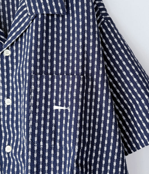 DESCENDANT/PIER OPEN COLLAR TEXTILE SS SHIRT (NAVY)