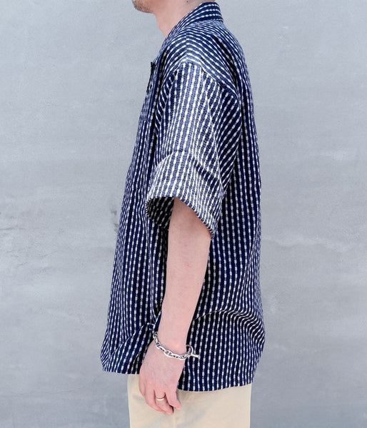 DESCENDANT/PIER OPEN COLLAR TEXTILE SS SHIRT (NAVY)