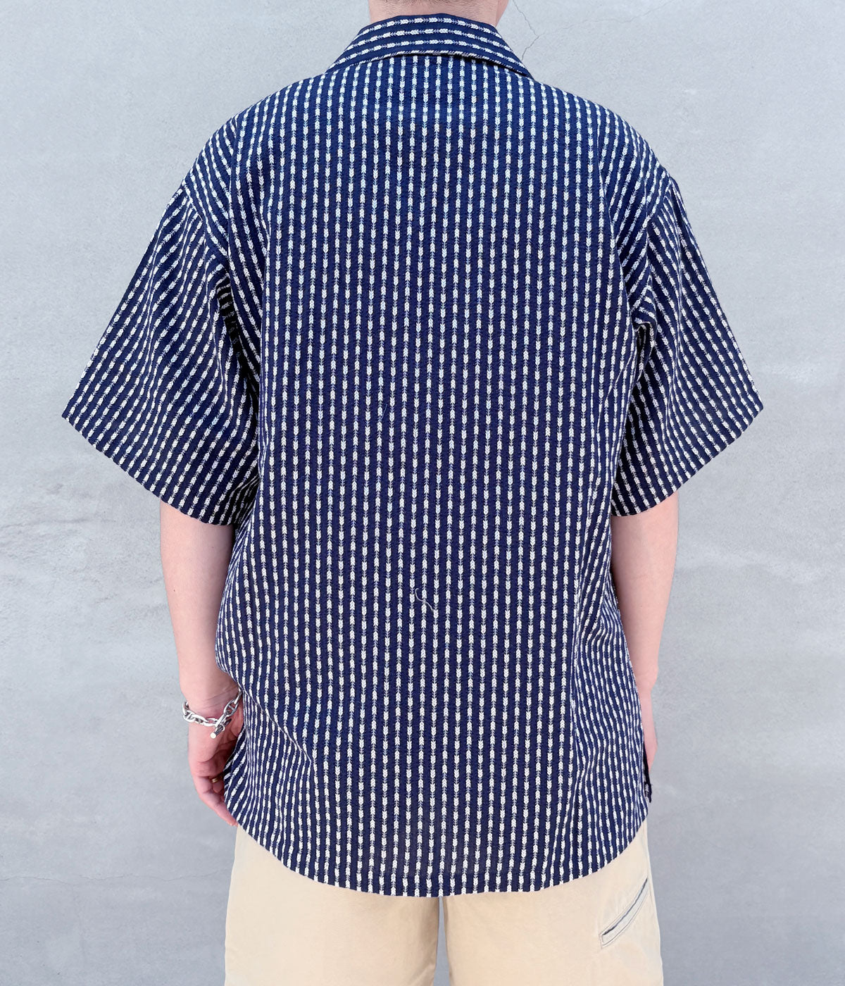 DESCENDANT/PIER OPEN COLLAR TEXTILE SS SHIRT (NAVY)