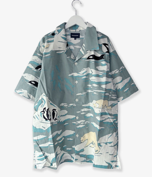 DESCENDANT/EDGD OPEN COLLAR TEXTILE SS SHIRT (GRAY)