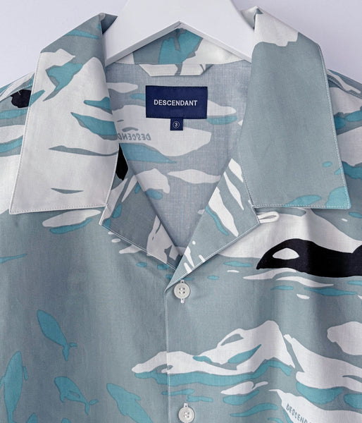 DESCENDANT/EDGD OPEN COLLAR TEXTILE SS SHIRT (GRAY)
