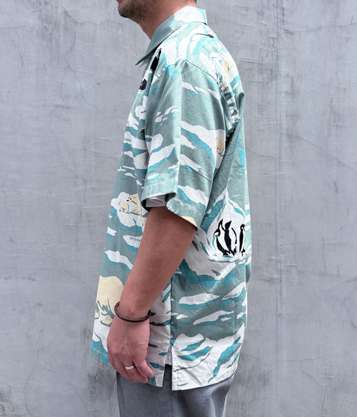DESCENDANT/EDGD OPEN COLLAR TEXTILE SS SHIRT (GRAY)