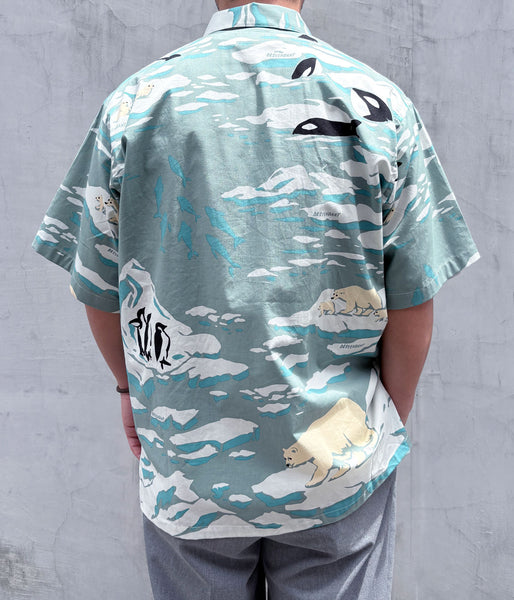 DESCENDANT/EDGD OPEN COLLAR TEXTILE SS SHIRT (GRAY)