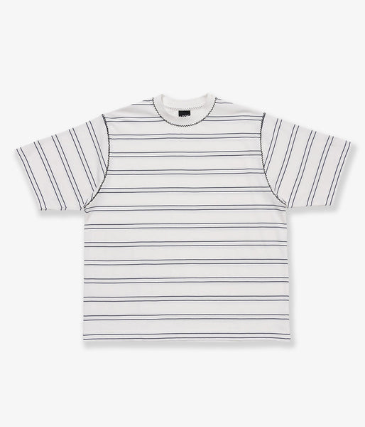 LQQK Studio/BORDER STITCH TEE (WHITE NAVY)