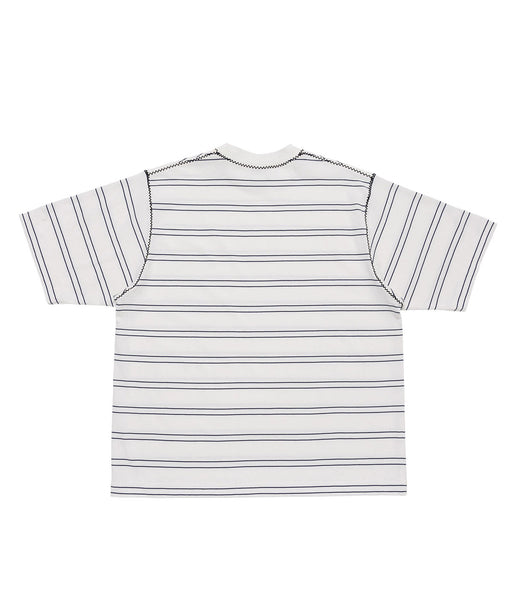 LQQK Studio/BORDER STITCH TEE (WHITE NAVY)