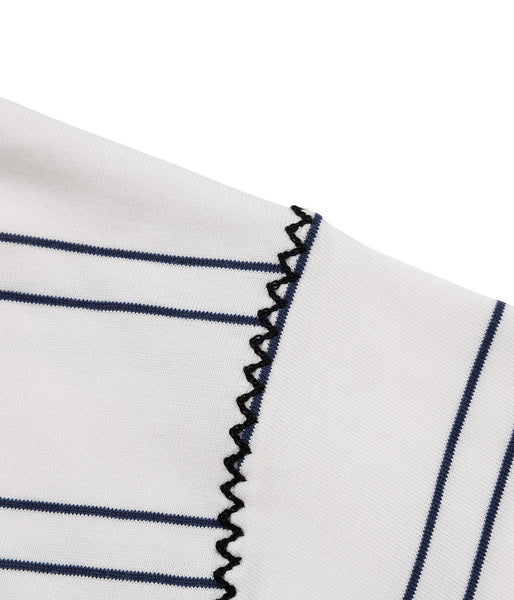 LQQK Studio/BORDER STITCH TEE (WHITE NAVY)