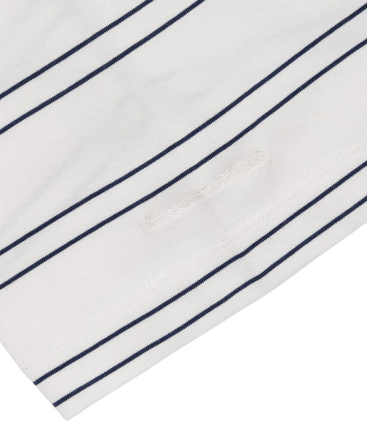 LQQK Studio/BORDER STITCH TEE (WHITE NAVY)